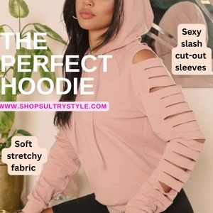 Stylish Hoodie w/ cutout sleeve detail
